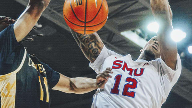 Ponies' Keon Ambrose-Hylton gets a dunk against Texas A&M-Commerce